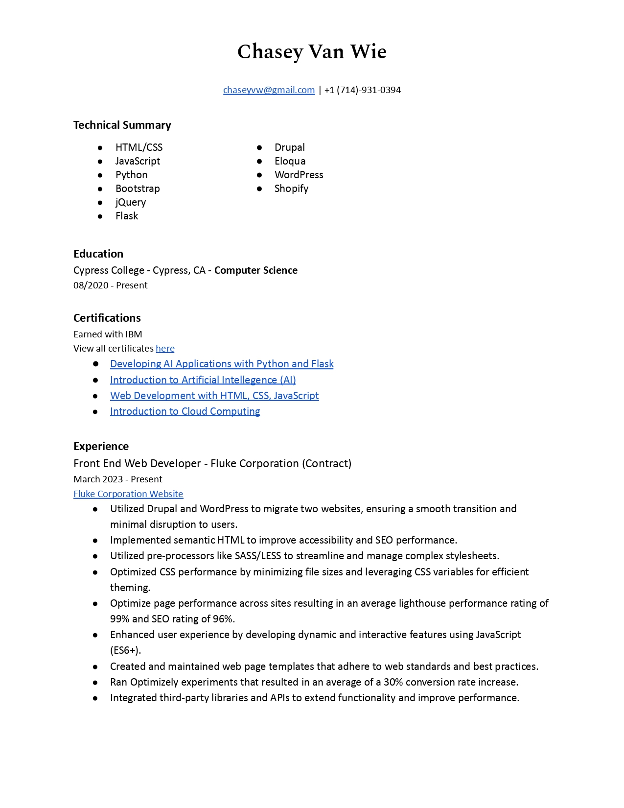 Chasey's Resume